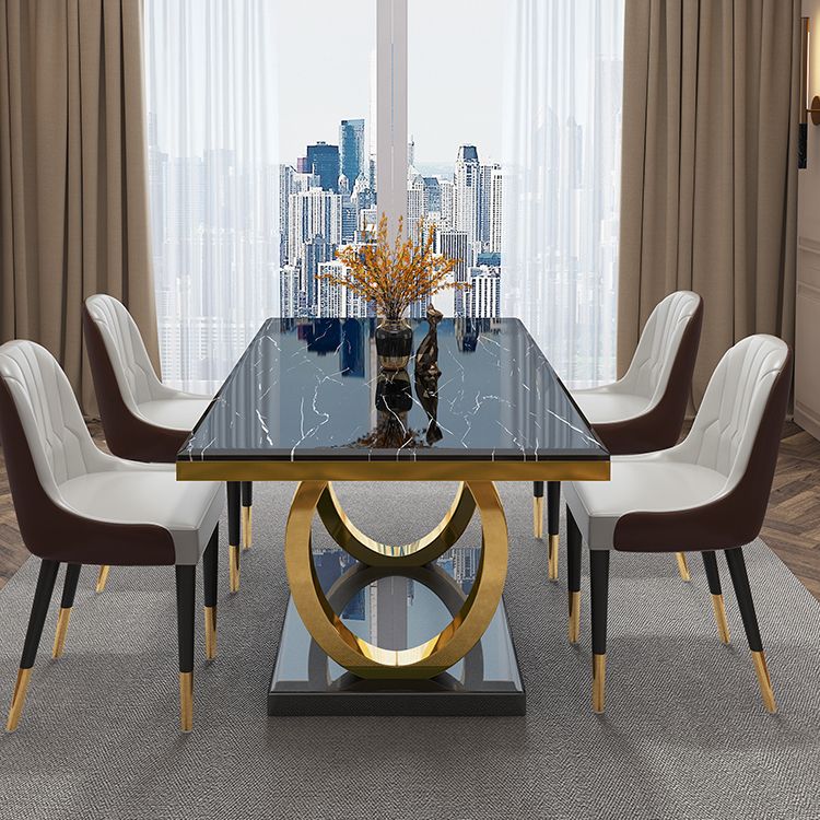 Black marble top dining table hot sale