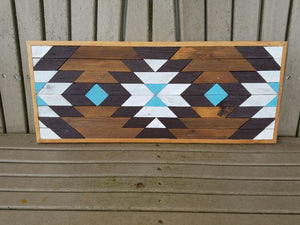 Modern Geometric Wood Mosaic Boho Art