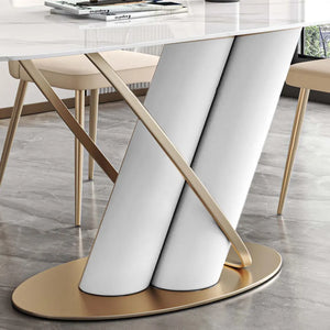 Modern Luxe White Marble Dining Table