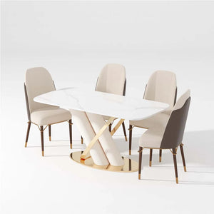 Modern Luxe White Marble Dining Table