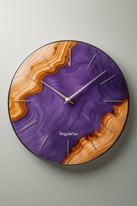 Classical Purple Wooden Epoxy Resin Wall Clock