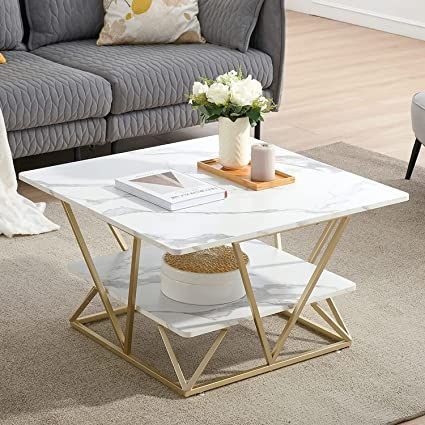 Luxurious White Marble Coffee Table With Storage