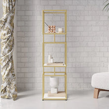 Load image into Gallery viewer, 3Tier Modern Gold Cube Bookcase With Metal Tower Display Shelf In Gold Frame
