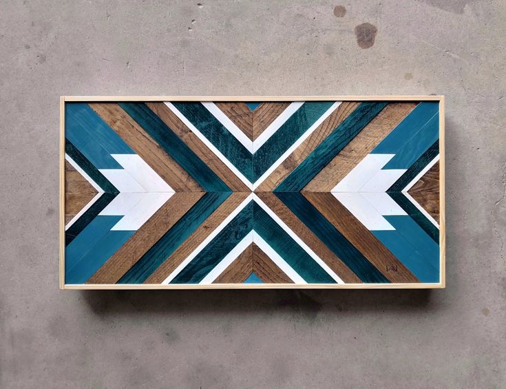 Colorful Geometric Wood Mosaic Boho Art