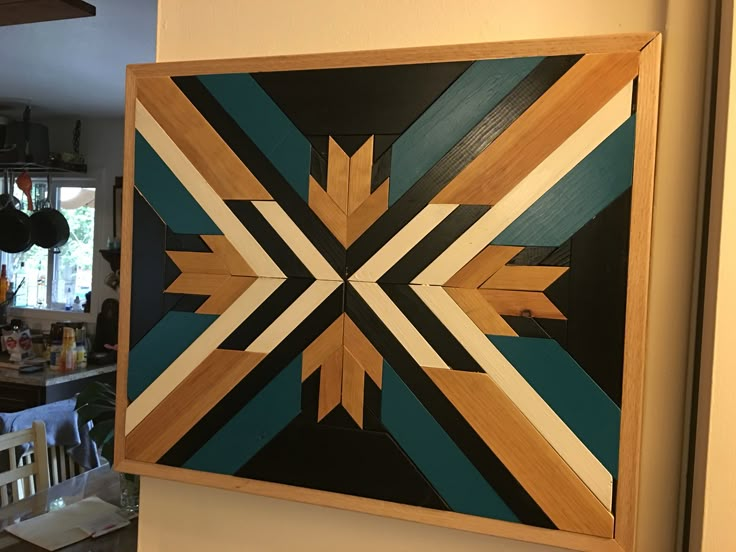 Urban Style Geometric Wood Mosaic Boho Art