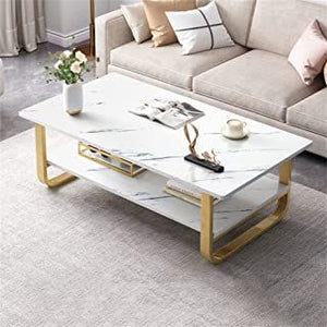 Modern White Marble Coffee Table With Storage