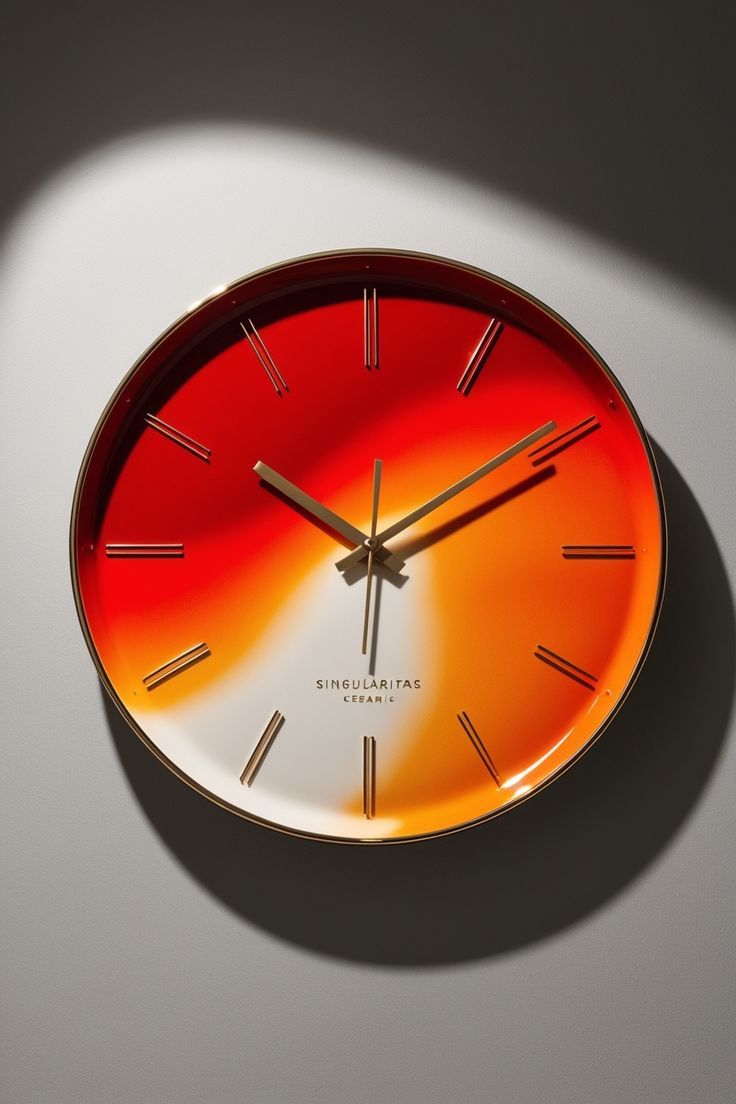 Orange Love Epoxy Resin Wall Clock