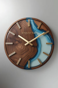 Wild Canal Wooden Epoxy Resin Wall Clock