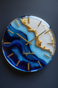 Golden River Epoxy Resin Wall Clock