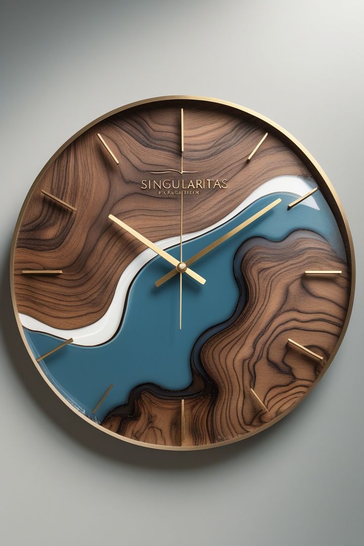 Silent River Wooden Epoxy Resin Wall Clock