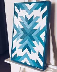 Blue Earth Geometric Wood Mosaic Boho Art