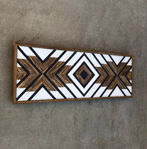 Classic Geometric Wood Mosaic Boho Art