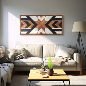 Eye Catching Geometric Wood Mosaic Boho Art