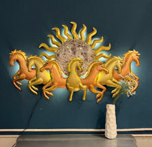Load image into Gallery viewer, Running 7 Horses with LED Light Metal Wall Art
