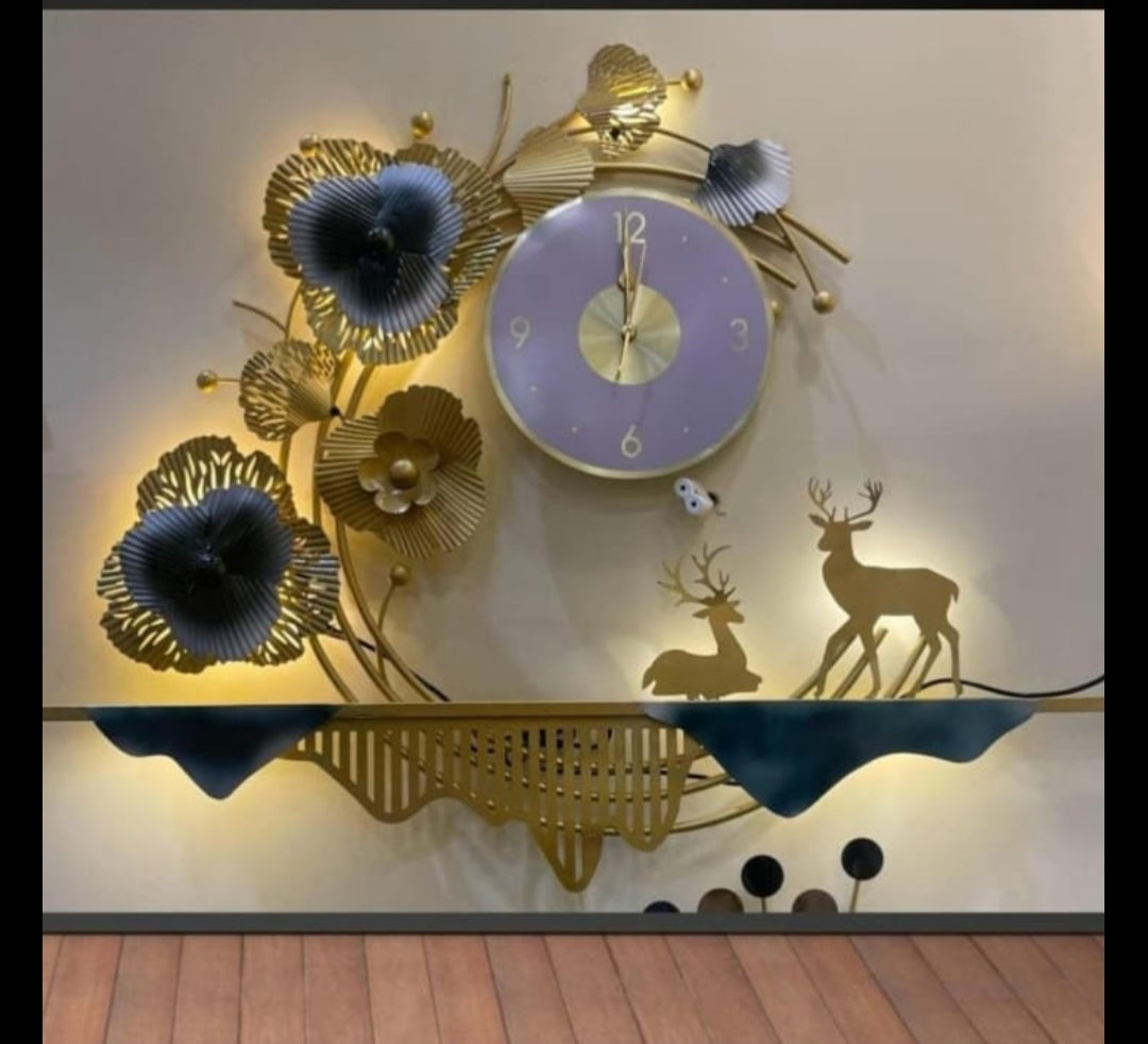 Gorgeous Deer Design Metal Wall Clock With LED Light