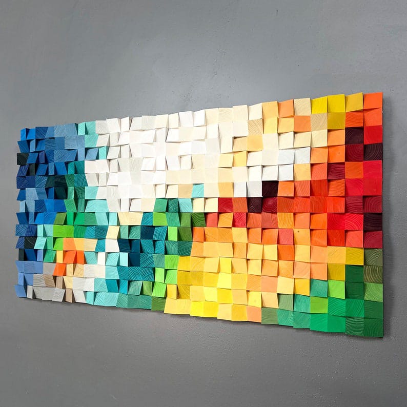 Future Vision Wood Mosaic Wall Decor