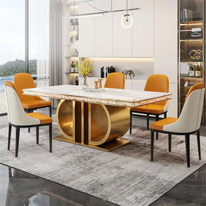 Beautiful Modern Rectangle White Marble Dining Table