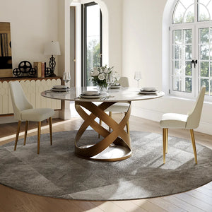 Amazing Luxurious Round White Marble Dining Table