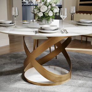 Amazing Luxurious Round White Marble Dining Table