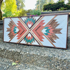 Vintage Classic Geometric Wood Mosaic Boho Art