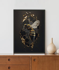 Golden Honey Bee Acrylic LED Light Wall Art