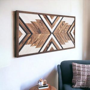 Authentic Geometric Wood Mosaic Boho Art