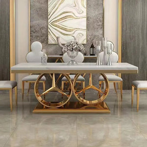 Elegant Modern Rectangle White Marble Dining Table