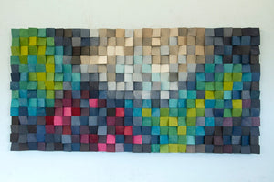 Modern Viva Magenta Wood Mosaic Wall Decor