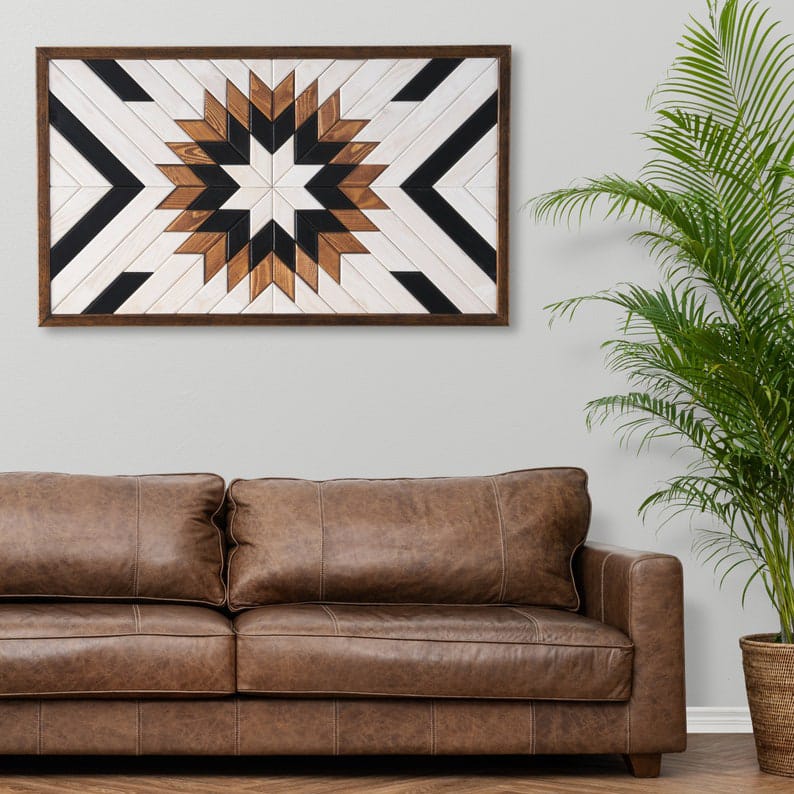 Mega Star Geometric Wood Mosaic Boho Art