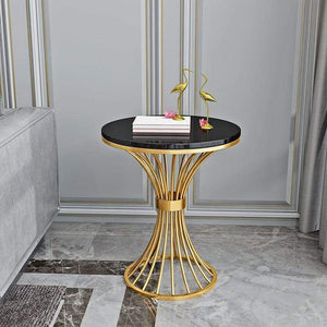 Luxurious Black Marble Side Table With Gold Base