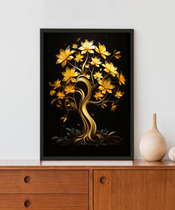 Golden Tree Acrylic LED Light Wall Art