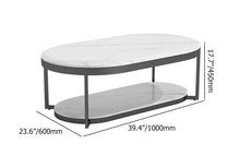 Load image into Gallery viewer, 2-Tiered Modern Marble Coffee Table Black &amp; White with Shelf Metal Frame
