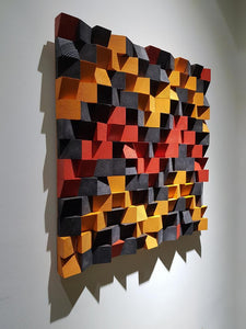 BLACK, BROWN & RED WOOD MOSAIC WALL DECOR