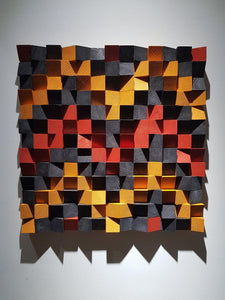 BLACK, BROWN & RED WOOD MOSAIC WALL DECOR