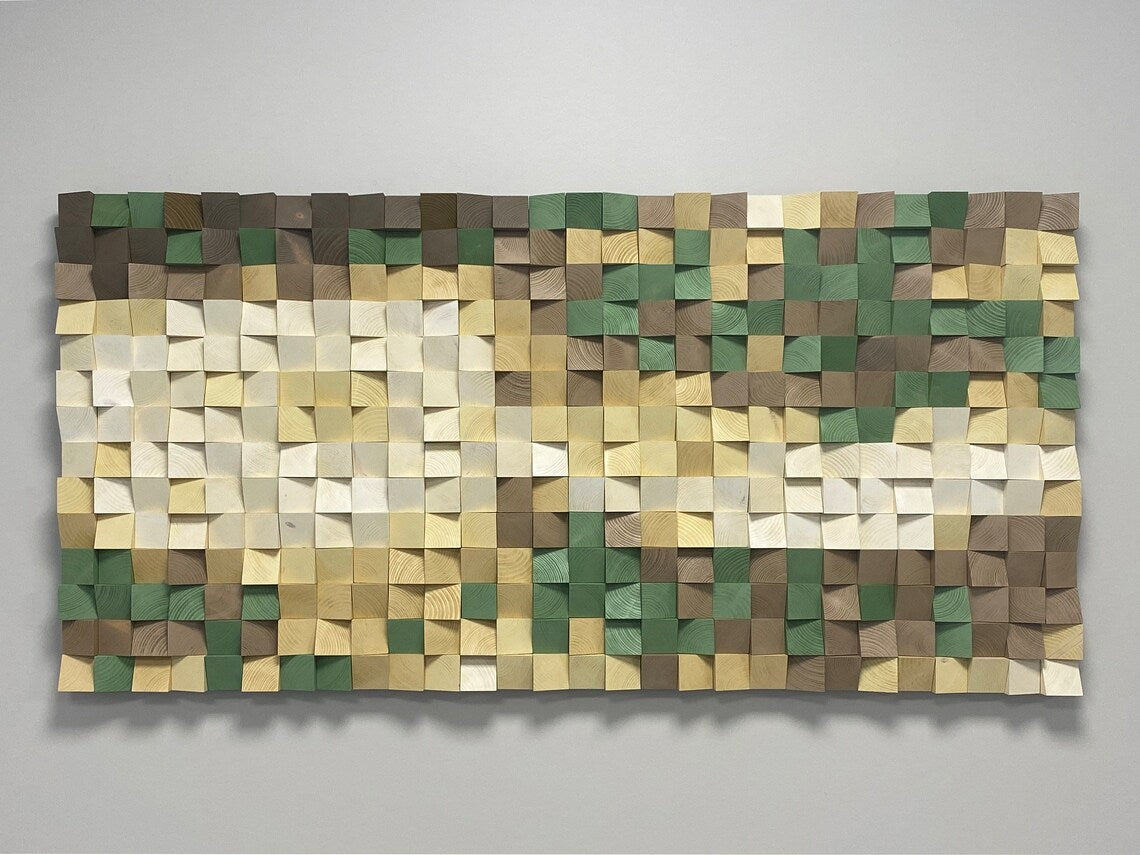 Beige Woods Modern Wood Mosaic Wall Decor