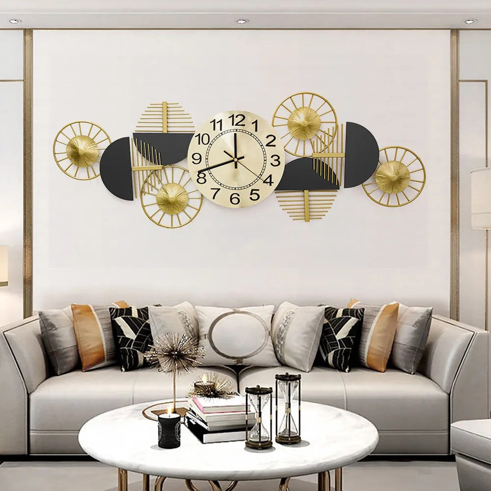 Black And Gold Modern Metal Wall Clock