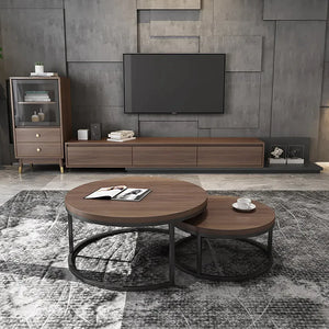 Black Metallic Nesting Center Tables In Chocolate Hue