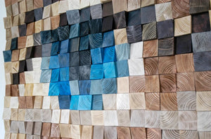 Blue Eye Wood Mosaic Wall Decor