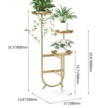 Load image into Gallery viewer, 3 Tier Tall Metal Standing Plant Stand Chic Unique Shaped Planter in Gold
