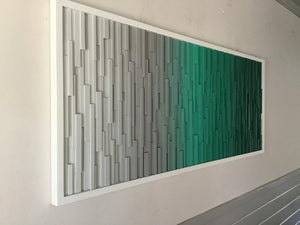 Emerald Green Gradient Wood Mosaic Wall Decor