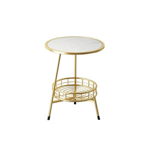 Golden Encircled Marble Coffee Table