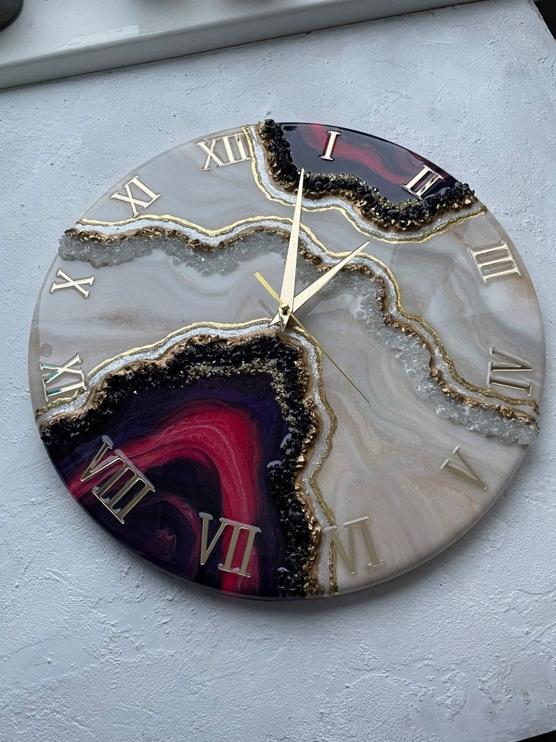 Elegant Grey And Black Epoxy Resin Wall Clock