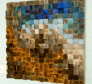 Fighting River Wood Mosaic Wall Decor