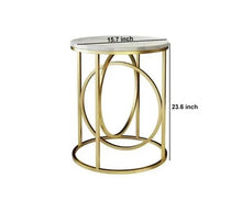 Load image into Gallery viewer, Modern White Round End Table Marble Top Side Table Metal In Gold
