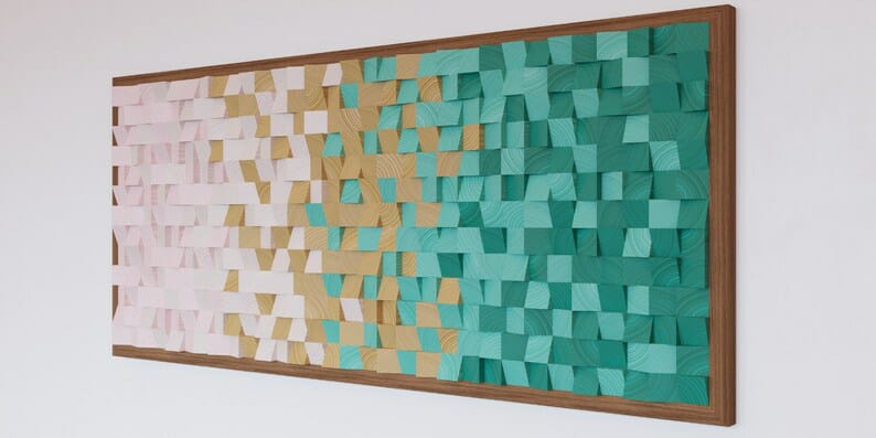 Essence of Sea Green Wood Mosaic Wall Decor