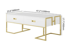 Load image into Gallery viewer, Contemporary Black Rectangular Coffee Table with Drawers Lacquer Gold Base
