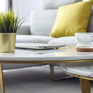 Metallic Nesting Center Tables In Golden Luxe Base