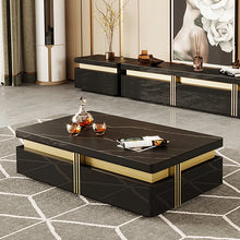 Load image into Gallery viewer, Modern Coffee Table with Storage in Black Center Table with Stainless Steel Base
