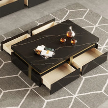 Load image into Gallery viewer, Modern Coffee Table with Storage in Black Center Table with Stainless Steel Base
