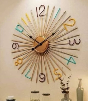 Golden Numeric Design Metal Wall Clock